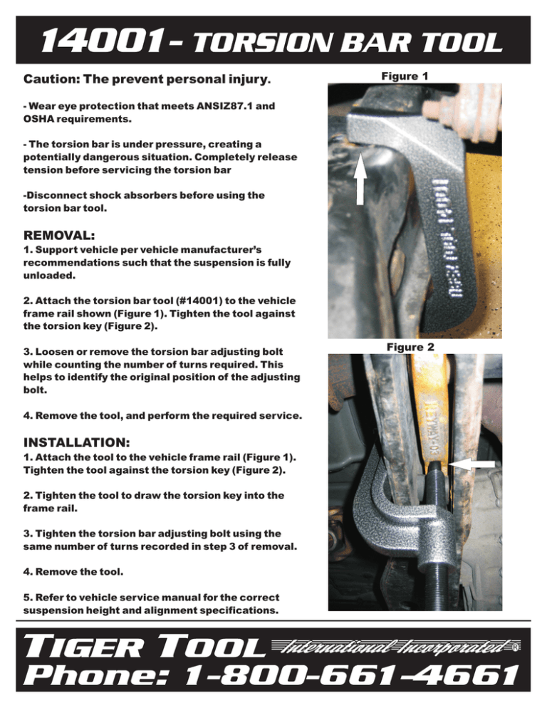Torsion Bar Unloader Tool Instructions Torsion Bar Unloader Tool Instructions