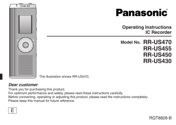 Panasonic RRUS430, RRUS450, RRUS470, RRUS455 Operating instructions Panasonic RRUS430, RRUS450, RRUS470, RRUS455 Operating instructions