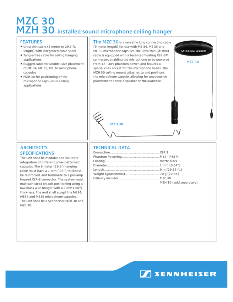 Sennheiser MZC 30, MZH 30 Specification Sennheiser MZC 30, MZH 30 Specification