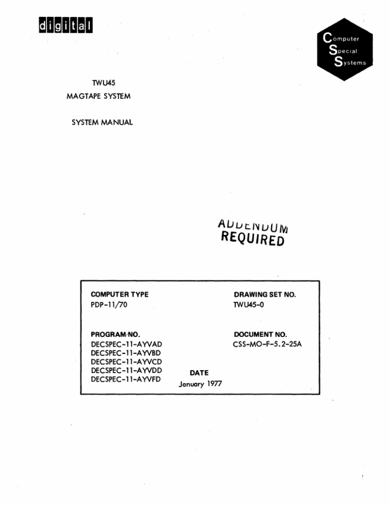 TWU45_Magtape_System_Manual_Jan77 TWU45_Magtape_System_Manual_Jan77