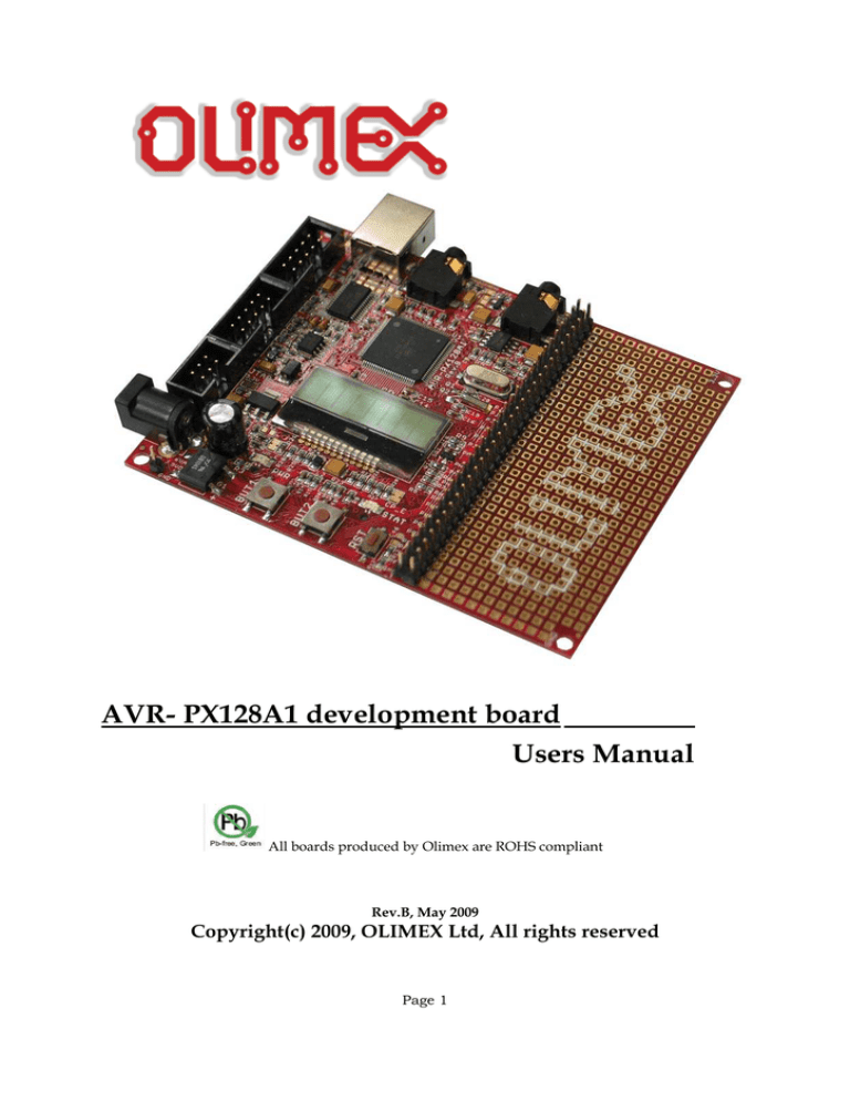 AVR- PX128A1 development board Users Manual AVR- PX128A1 development board Users Manual