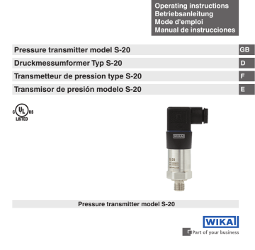 WIKA S 20 Pressure Transmitter Manual Manualzz