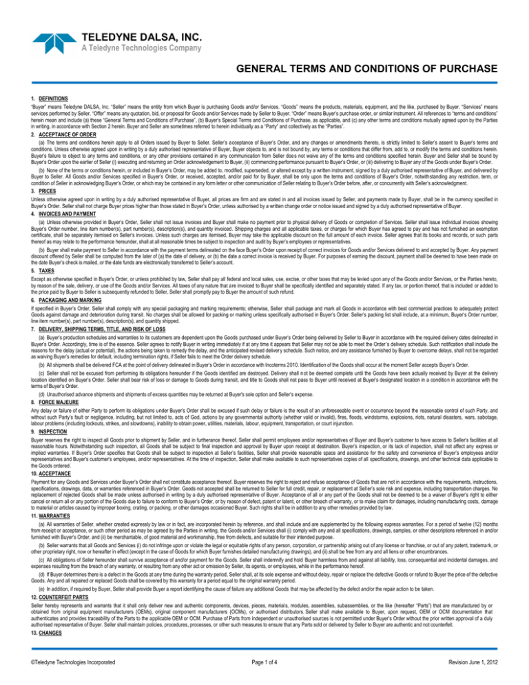 Terms and Conditions of Purchase Terms and Conditions of Purchase
