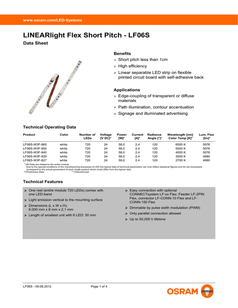 Picture for Datasheet LINEARlight Flex Short Pitch - LF06S Data Sheet Picture for Datasheet LINEARlight Flex Short Pitch - LF06S Data Sheet