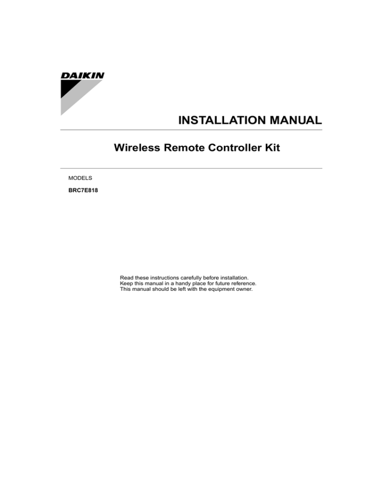 Installation Manual BRC7C818 Installation Manual BRC7C818