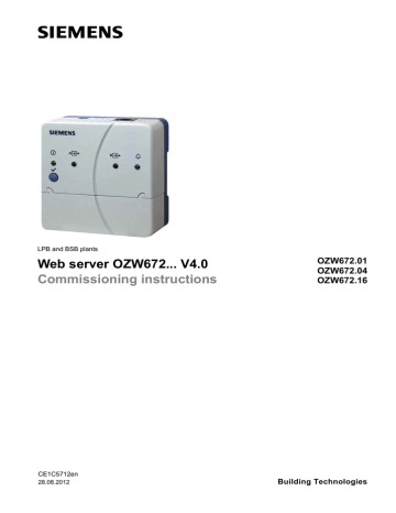 Siemens OZW672 Series Commissioning Instructions | Manualzz Siemens OZW672 Series Commissioning Instructions | Manualzz