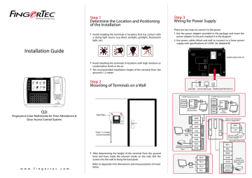 FingerTec AC100C Installation Guide | Manualzz FingerTec AC100C Installation Guide | Manualzz