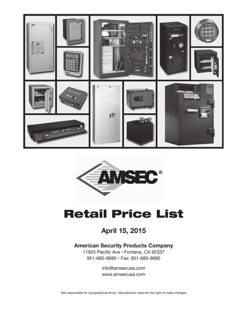 Amsec Price Book Amsec Price Book