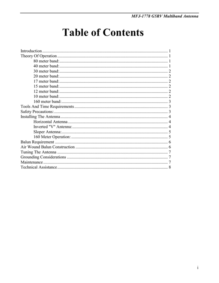 Table of Contents Table of Contents