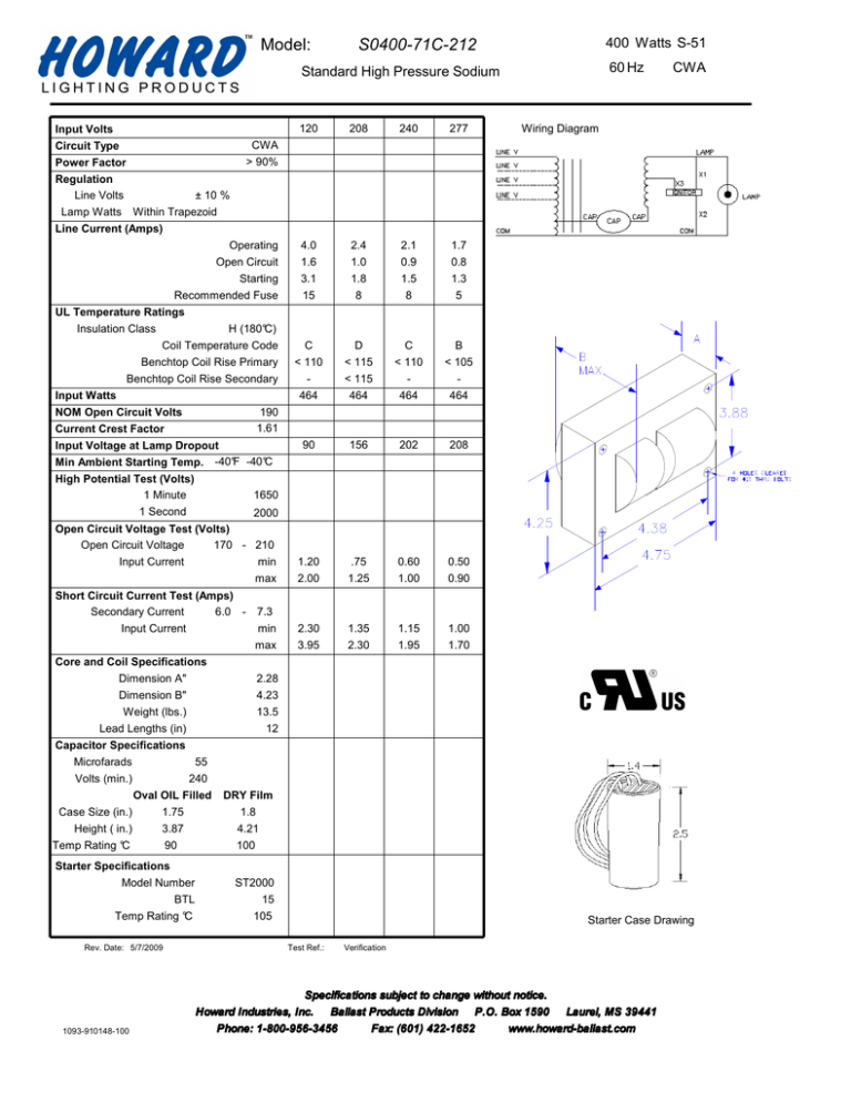 S0400-71C-212 Model: S-51 400 S0400-71C-212 Model: S-51 400