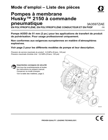 Pompes à membrane Husky™ 2150 à commande pneumatique Pompes à membrane Husky™ 2150 à commande pneumatique
