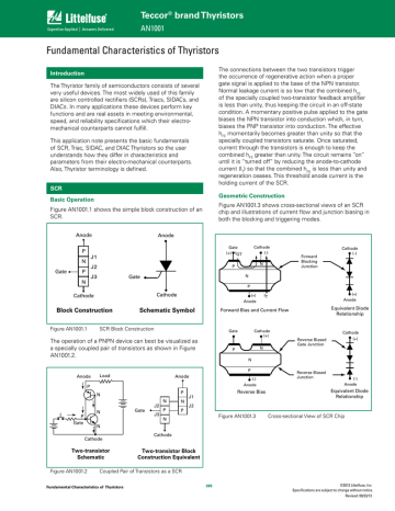 Fundamental Characteristics of Thyristors Application Note Fundamental Characteristics of Thyristors Application Note