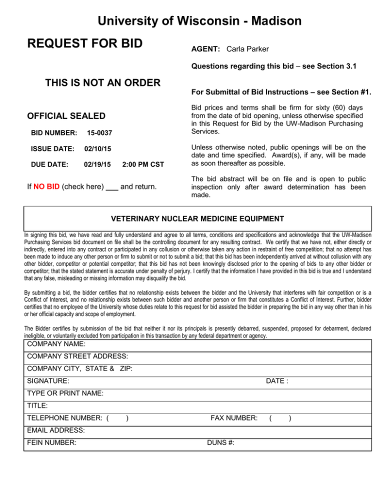 15-0037 (Request for Bid package) 15-0037 (Request for Bid package)
