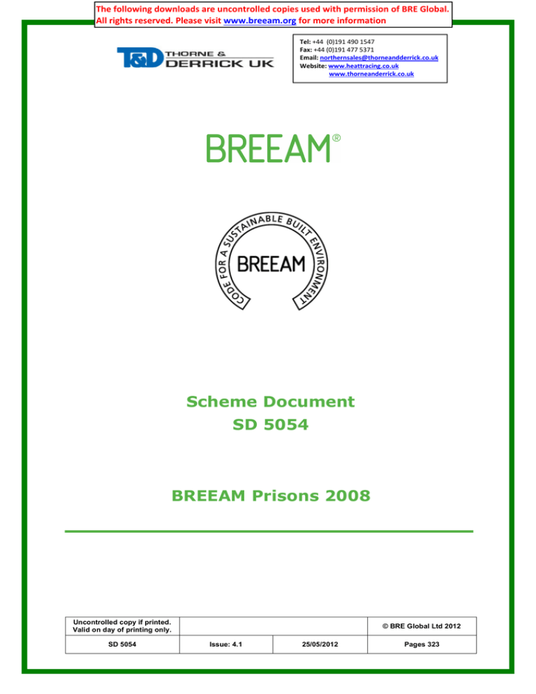 BREEAM WAT 02 Water Leak Detection System - WAT2 Leak Detection Assessor Manual BREEAM WAT 02 Water Leak Detection System - WAT2 Leak Detection Assessor Manual