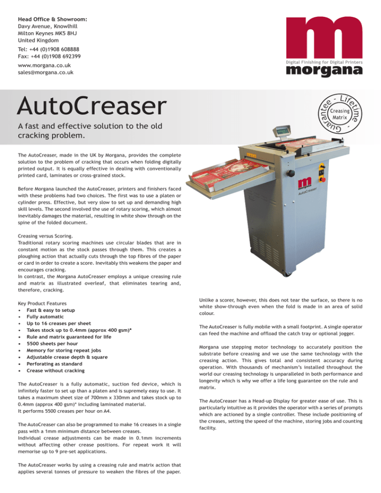 2010 AutoCreaser Data Sheet A4 2010 AutoCreaser Data Sheet A4