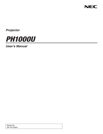 Selecting the computer or video source. NEC PH1000U | Manualzz Selecting the computer or video source. NEC PH1000U | Manualzz