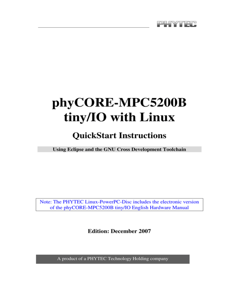mpc5200btiny linux quickstart l-679e mpc5200btiny linux quickstart l-679e