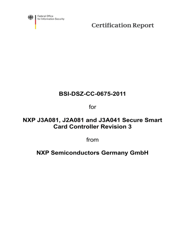 NXP Smartcard BSI-Zertifizierungsbericht NXP Smartcard BSI-Zertifizierungsbericht