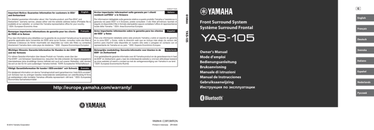 Yamaha YAS-105 Bedienungsanleitung Yamaha YAS-105 Bedienungsanleitung
