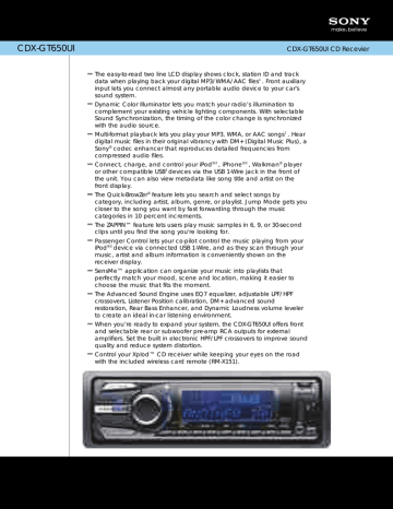 CDXGT650UI MFG SPEC SHEET CDXGT650UI MFG SPEC SHEET