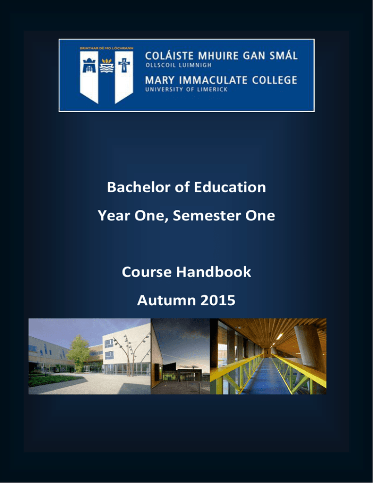 B.Ed 1 Autumn Semester 2015 B.Ed 1 Autumn Semester 2015