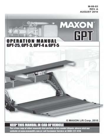 Maxon GPT SERIES (2008 Release) Operation Manual | Manualzz