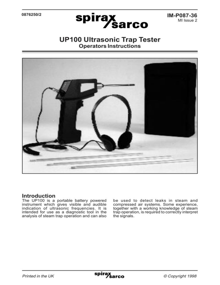 UP100 Ultrasonic Trap Tester UP100 Ultrasonic Trap Tester