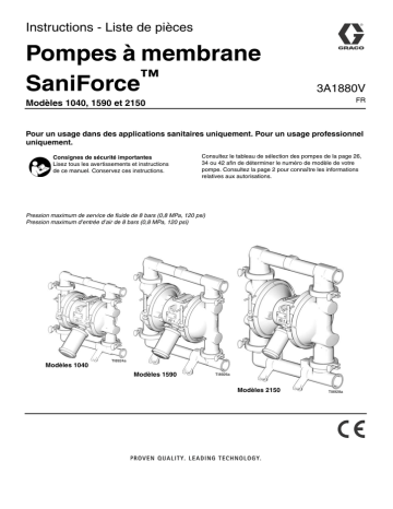 Pompes à membrane SaniForce ™ Instructions - Liste de pièces Pompes à membrane SaniForce ™ Instructions - Liste de pièces