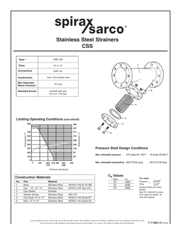 Stainless Steel Strainers CSS Stainless Steel Strainers CSS