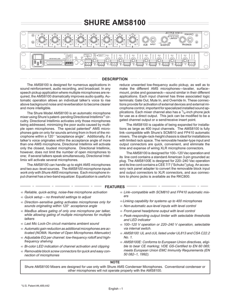 AMS8100 User Guide AMS8100 User Guide