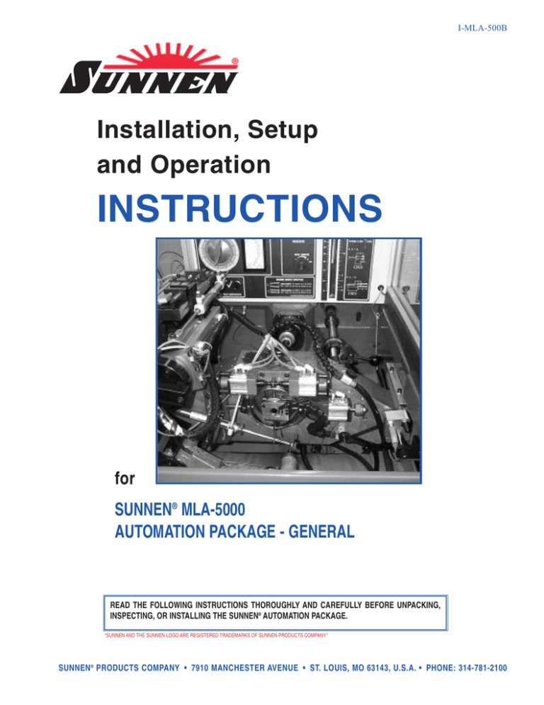 I-MLA-500: MLA-5000 IOM Instructions I-MLA-500: MLA-5000 IOM Instructions