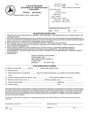 Bid Document/Special Provisions Bid Document/Special Provisions