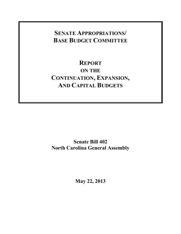 Senate Bill 402 - Appropriations Act SB 402 Committee Report Senate Bill 402 - Appropriations Act SB 402 Committee Report