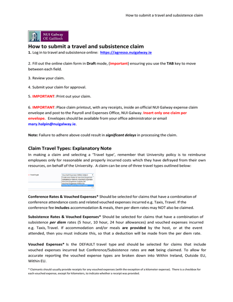 How to submit a travel subsistence claim (Full Guide) How to submit a travel subsistence claim (Full Guide)