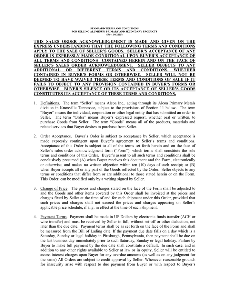 Terms and Conditions (10/2015) Terms and Conditions (10/2015)