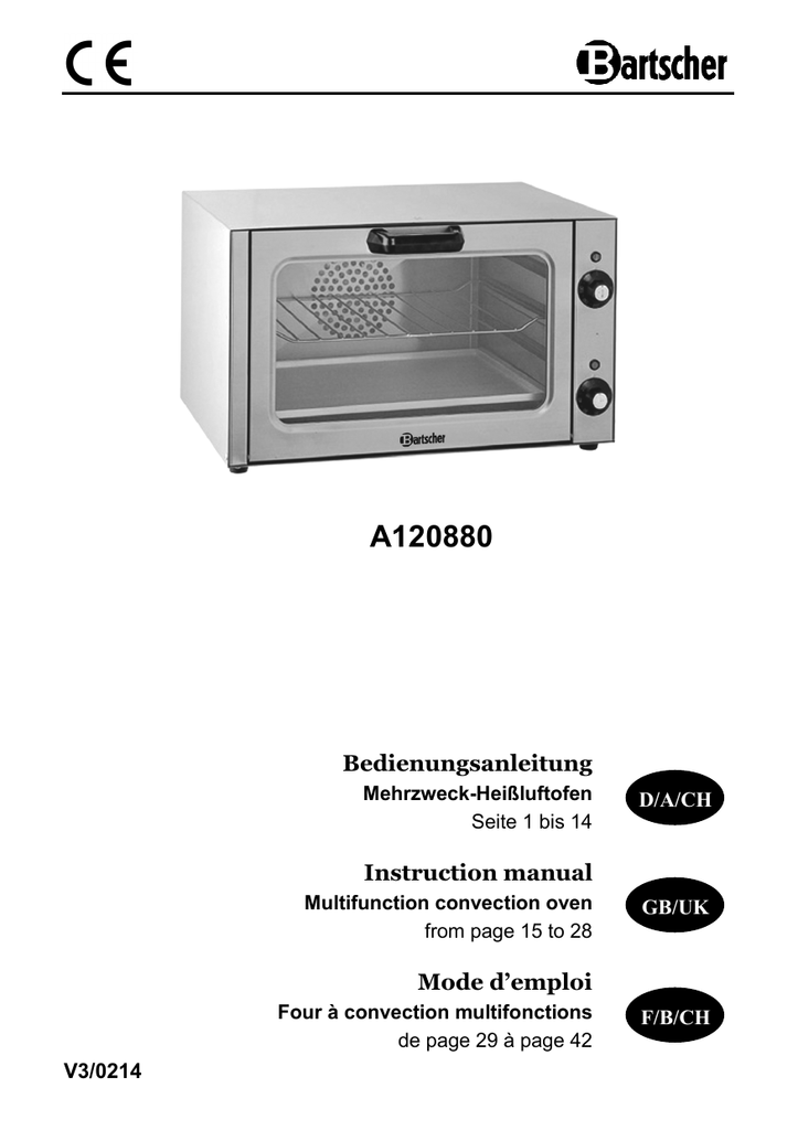 Bartscher A120880 Convection oven, universal Operating instructions | Manualzz Bartscher A120880 Convection oven, universal Operating instructions | Manualzz