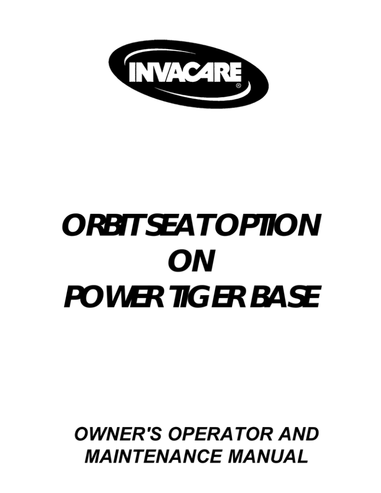 Invacare ORBIT User manual Invacare ORBIT User manual