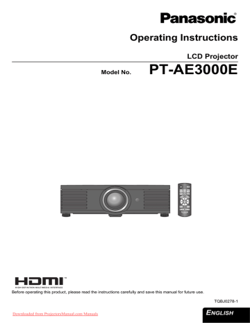 Panasonic PT-AE3000E User Guide Panasonic PT-AE3000E User Guide