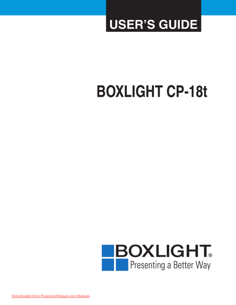 Boxlight CP-18t Projector User Guide Boxlight CP-18t Projector User Guide