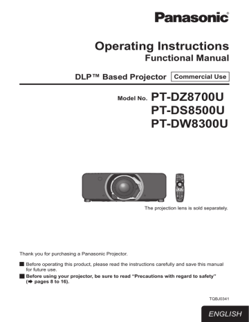 Panasonic PT-DZ8700 Projector User Guide | Manualzz