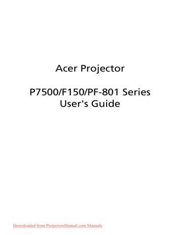 Acer PF-801 Projector User Guide | Manualzz