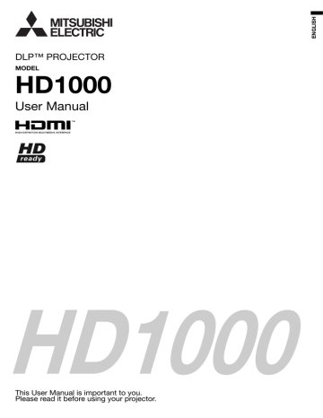 Mitsubishi Electric DLP HD1000, HD1000 User manual Mitsubishi Electric DLP HD1000, HD1000 User manual
