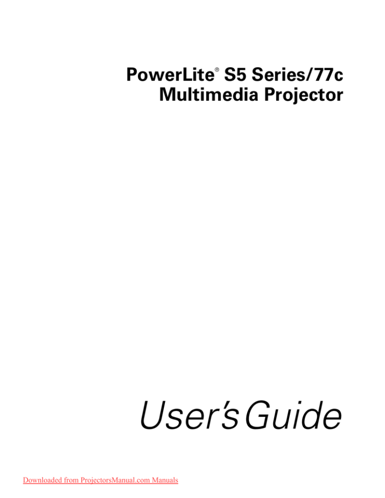 Epson PowerLite 77c User Guide Epson PowerLite 77c User Guide