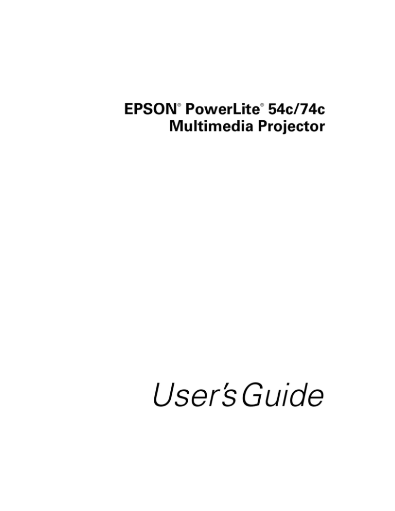Epson PowerLite 54c Projector User Guide Epson PowerLite 54c Projector User Guide