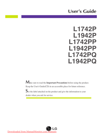LG Flatron L1942PM User Guide LG Flatron L1942PM User Guide