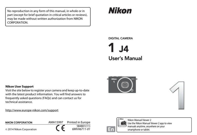 Nikon 1 J4 Camera User Guide Nikon 1 J4 Camera User Guide