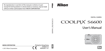 Nikon COOLPIX S6600 Camera User Guide Nikon COOLPIX S6600 Camera User Guide