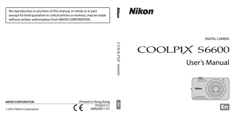 Nikon COOLPIX S6600 Camera User Guide Nikon COOLPIX S6600 Camera User Guide