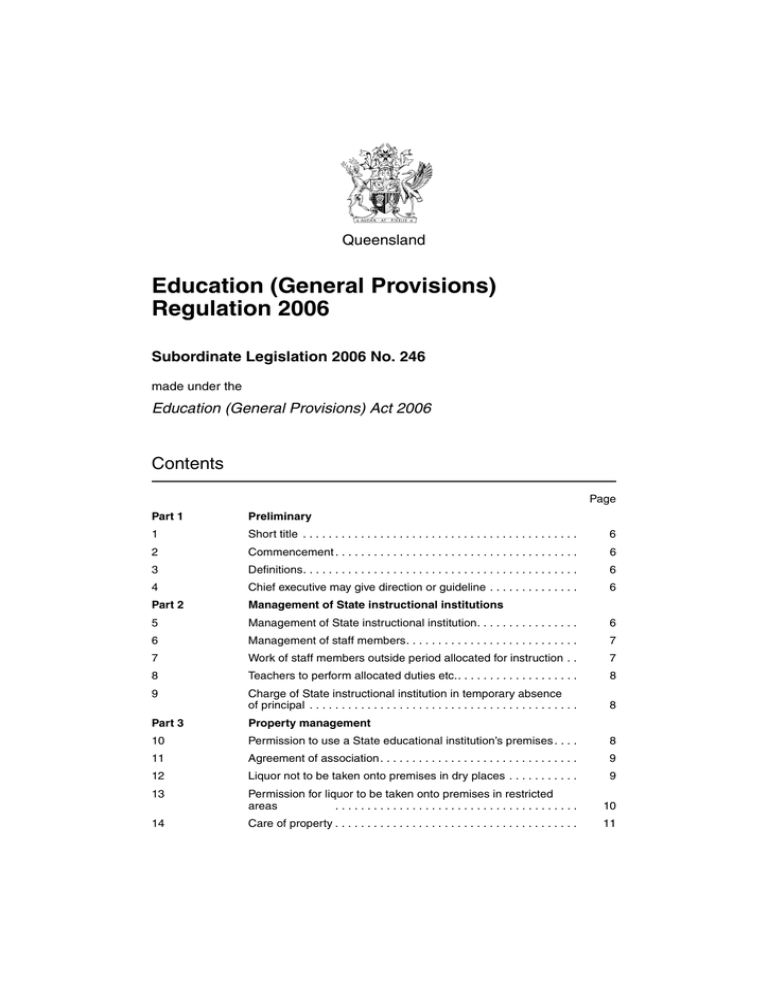 Education (General Provisions) Regulation 2006 Part 6 Education (General Provisions) Regulation 2006 Part 6