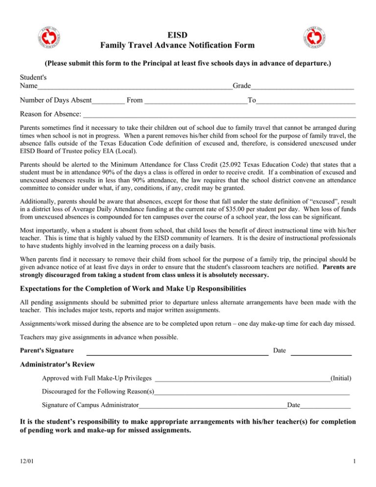 Extended Absence Form Extended Absence Form